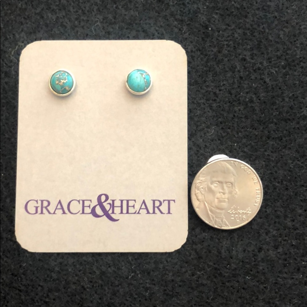 .925 Sterling Silver Turquoise Stud (Nickel free)
